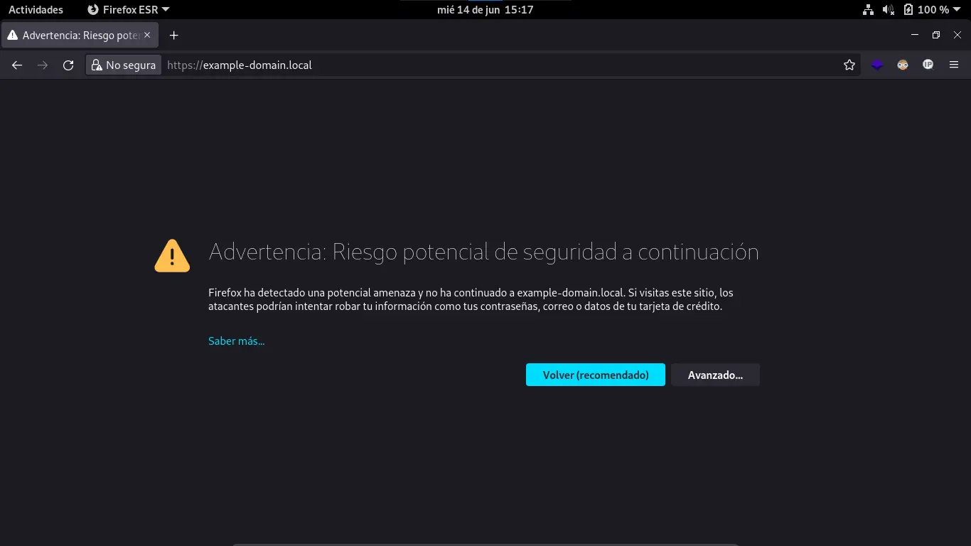 Nginx advertencia certssl autofirmado