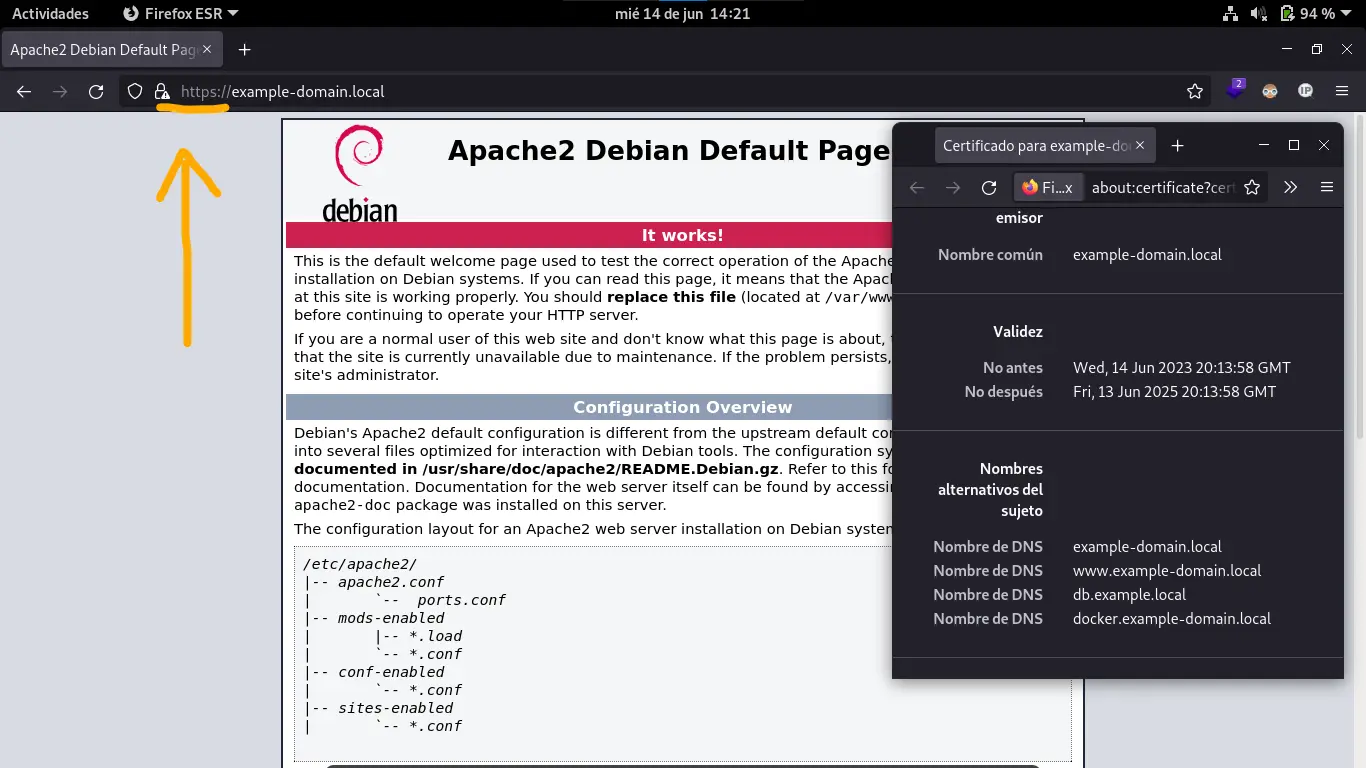 Apache2 web con ssl