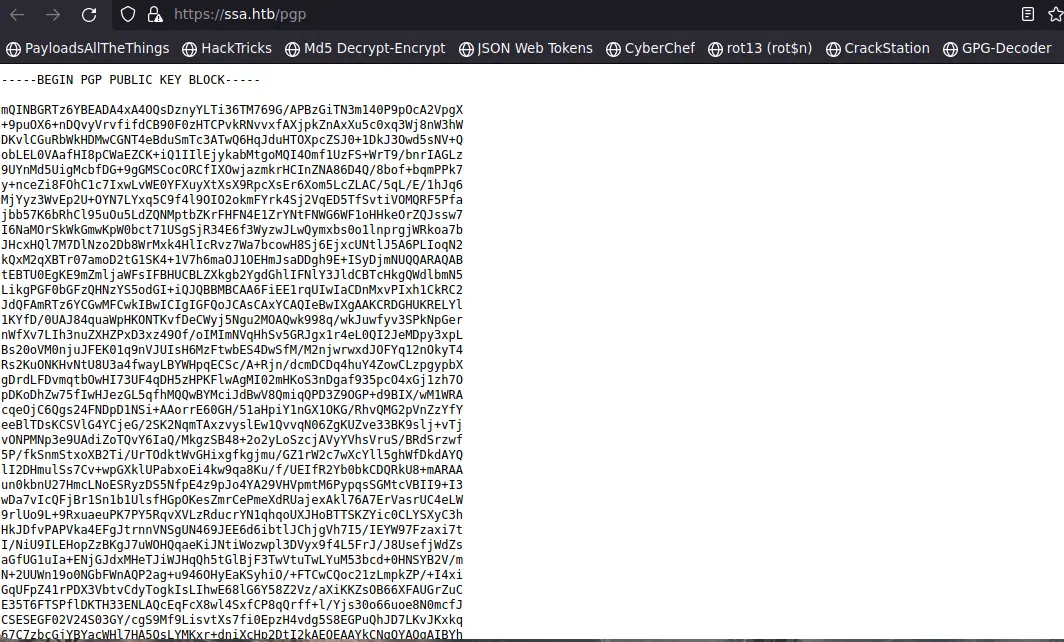gpg public key ssa.htb